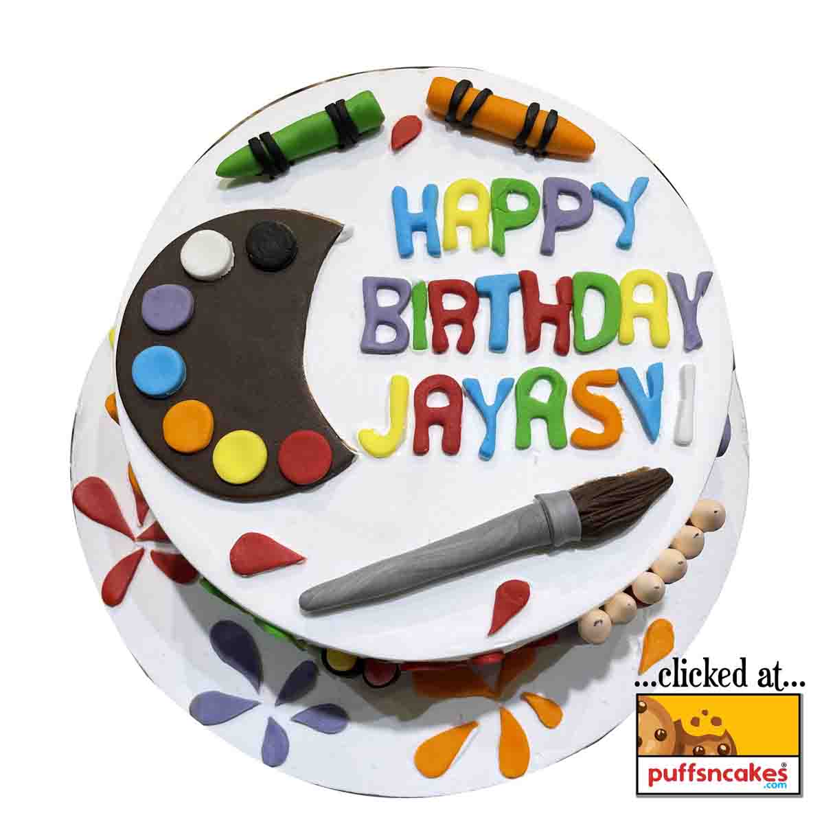 (1296) Artist Painter Theme Semi Fondant Cake